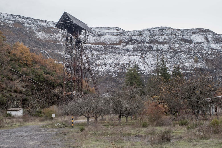 A general view taken of a closed mine